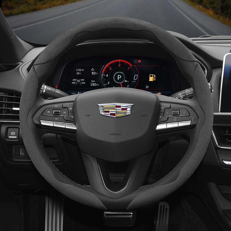 Suitable for Cadillac Anti-Slip Buckle Segmented Suede Steering Wheel Cover Suitable for Cts 2013 Ct4 Carbon Interior Ct5 Xt5 Xt4 Xt6 Escalade Srx Xt