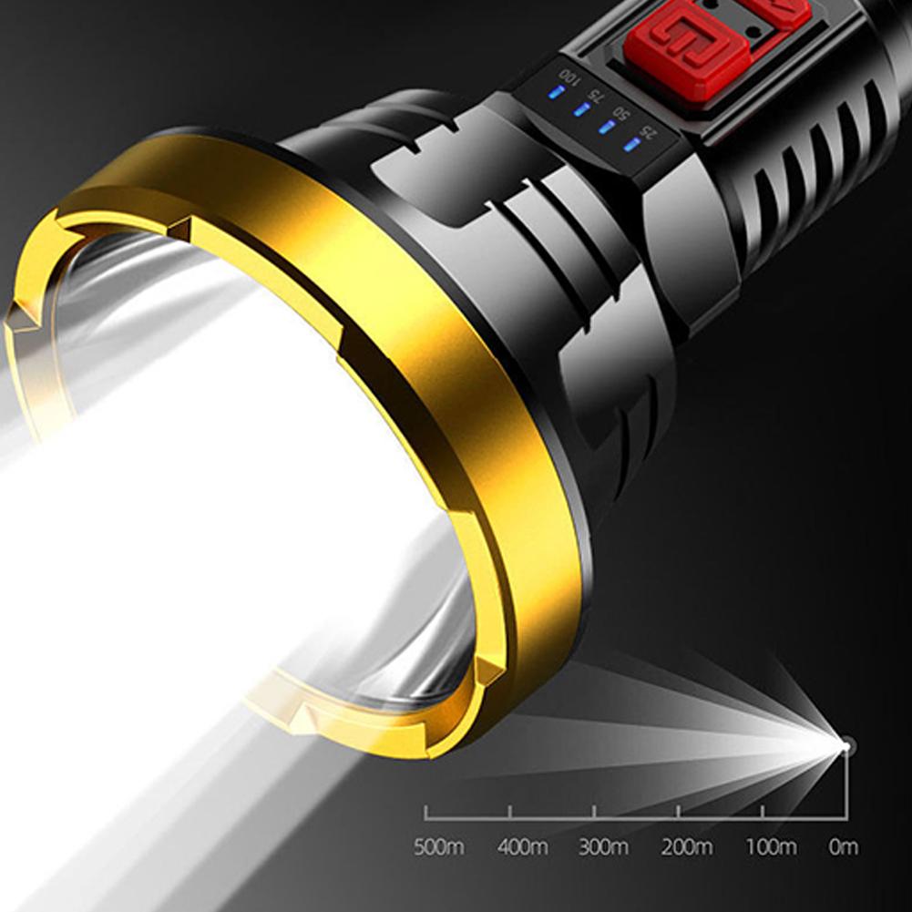 Rechargeable Super Bright Flashlight High Lumens Edc Tactical Flashlight Zoomable Portable LED Torch Power Display Work Light