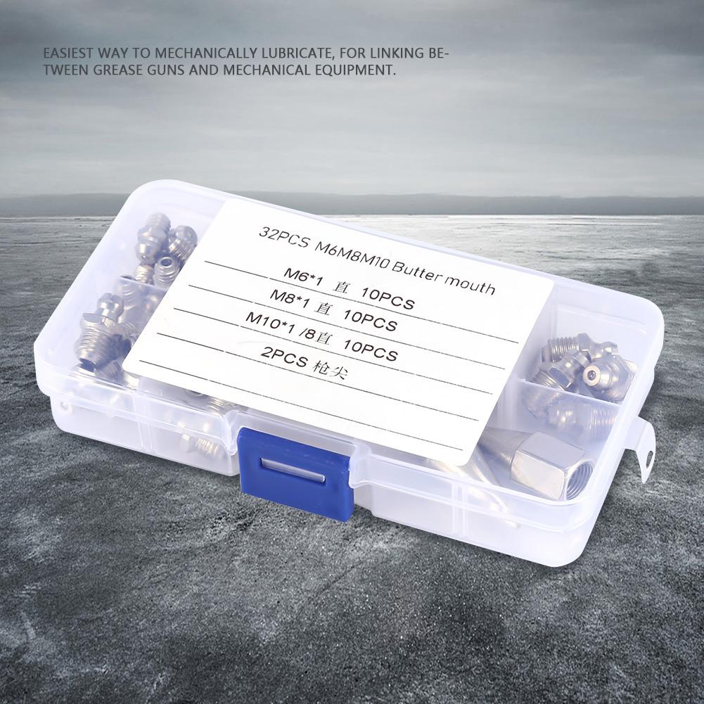 32 шт. M6 M8 M10 Прочные латунные масленки Zerk Набор фитингов