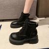 Fashion Autumn Winter New Soft Leather Ankle Boots Ladies Shoes Platform Lace Up Chelsea Black White Short Botas Thick Heeled Botines