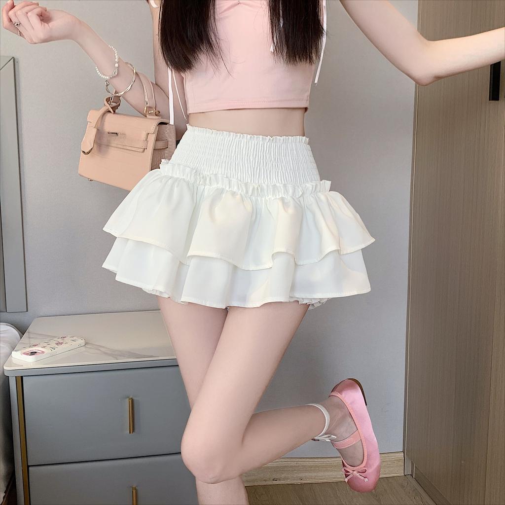 Korean Sweet Mini Skirt Cute Sexy Balletcore Elastic High Waist Ball Gown Ruffle Patchwork Lolita Skirt Short Y2K Women Clothing