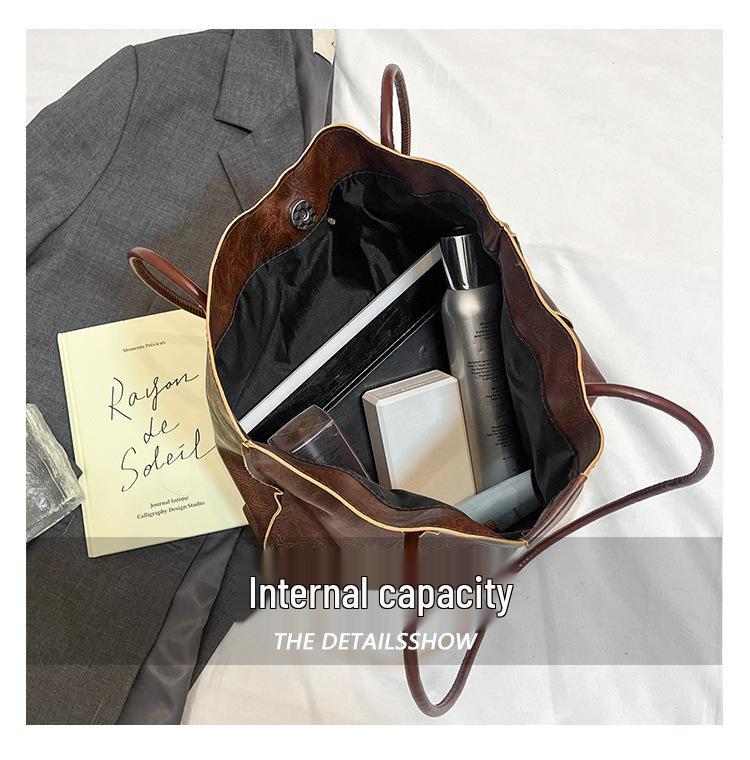 2025 New Retro Textured Women's Versatile Tote Bag - Large Capacity Shoulder Bag for Class and Commuting