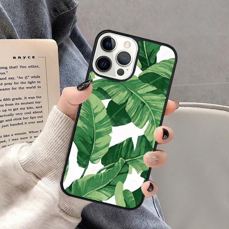 Чехол для телефона с тропической пальмой и банановым листом для iPhone 17 Air 16 16e 15 Plus для Apple 13 11 12 14 Pro Max Cover coque