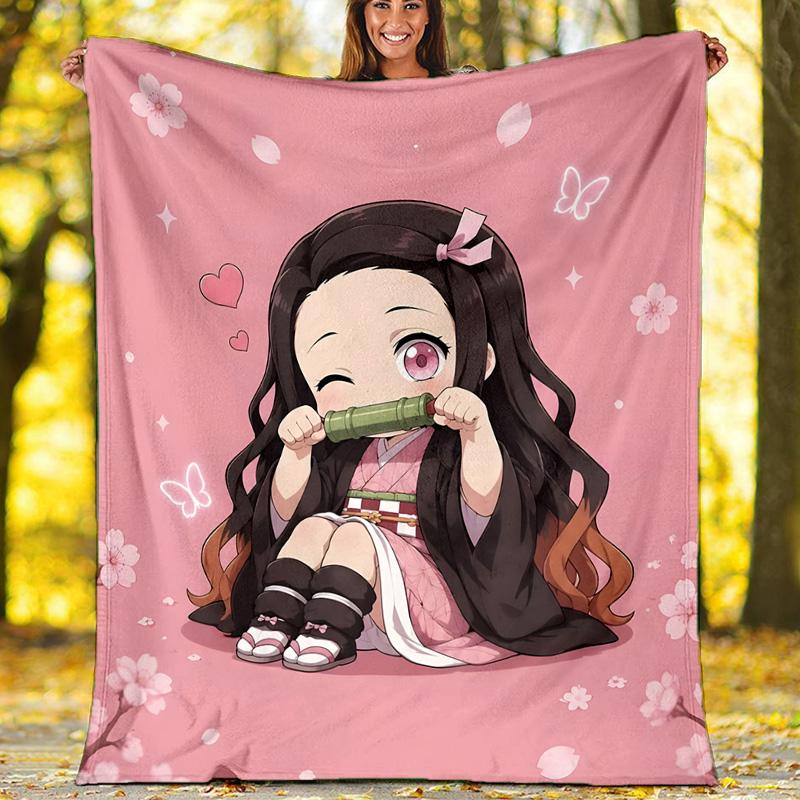 1pc nezouko8 Theme Blanket - Digital Print, Polyester, Cozy for All Seasons, Perfect for Outdoor, and Travel