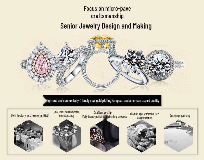 Zhuozhifan S925 Silver Purple Taro Ice Flower Diamond Ring, 1 Carat, European and American Style.