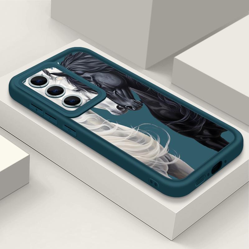 Чехол с принтом «Мультяшная лошадка и фейерверк» для Samsung S26 S25 Ultra S24 S23 S22 Plus S21 FE A15 A16 A17 A35 A36 A37 A54 A55 A56 A57 5G Ударопрочный чехол