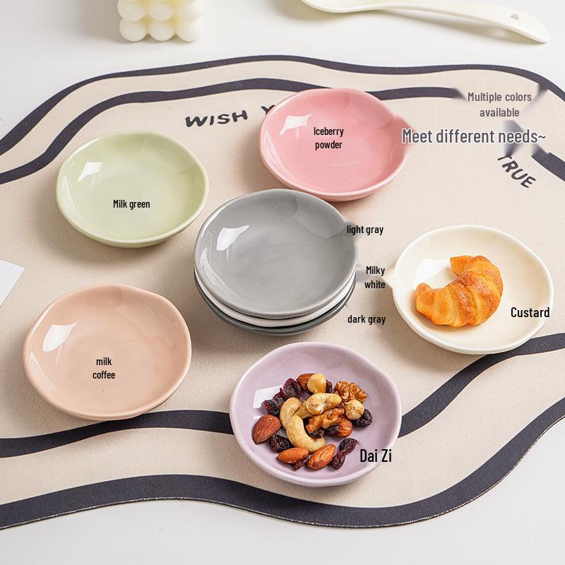 4-дюймовая керамическая тарелка для закусок и соусов – текстура ручной лепки, цвет макарон