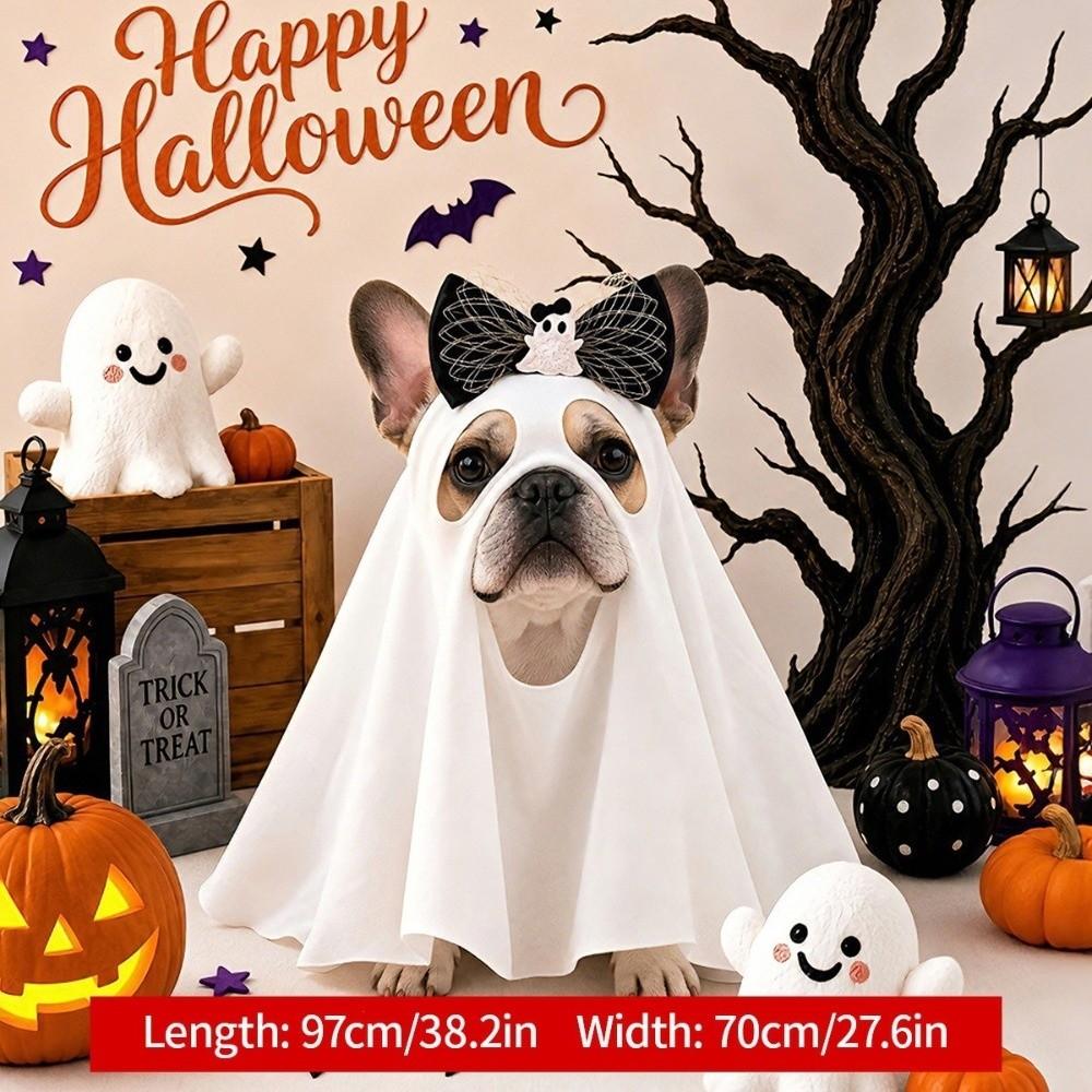 Spooky Dog Ghost Cape Breathable Pet Cosplay Clothes Pet Transformation Costume Photo Props