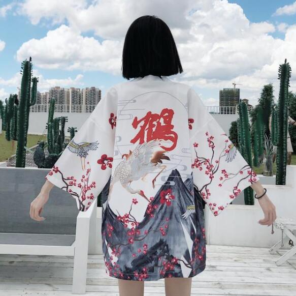 Новый японский кимоно Harajuku с цифровой печатью, пончо, пижамный кардиган