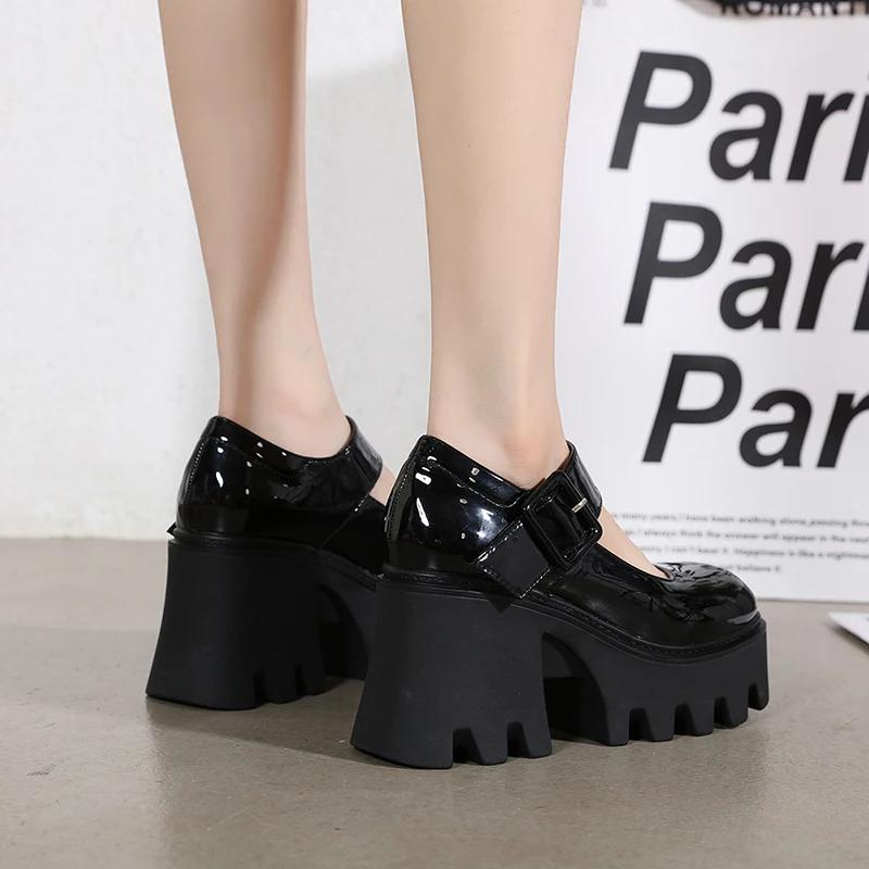 Модные женские туфли-лодочки в японском стиле на платформе, туфли Лолиты для женщин, массивный каблук, винтажные мягкие туфли для девочек, школьные туфли Мэри Джейн на каблуке