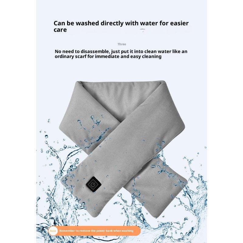 USB Electric Heating Scarf Autumn and Winter AdjustableTemperature Washable Fleece Neck Warmer for Outdoor Not Inclound Battery