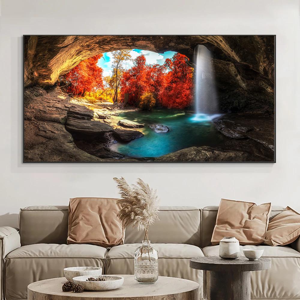 Пейзажи с водопадом, постеры и принты, холст, картина, природа, отверстие, Куадрос, настенные художественные фотографии для гостиной, домашний декор, без рамки