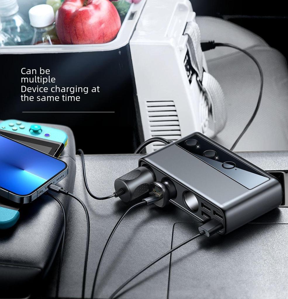 Автомобильное зарядное устройство Jiletang с несколькими портами и функцией быстрой зарядки PD+QC