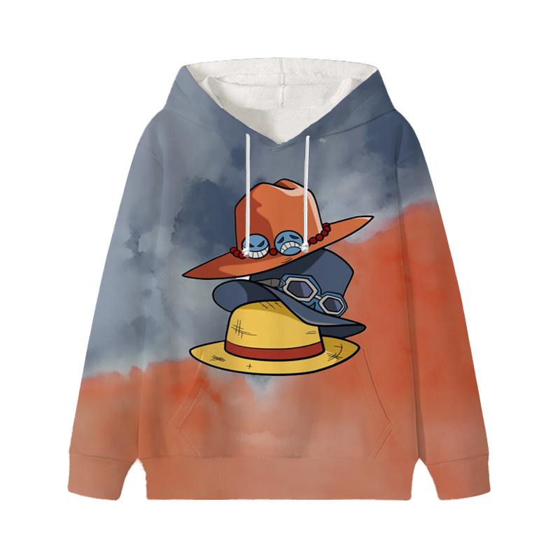 One Piece Luffy Wanted Детские толстовки с капюшоном Осень-Зима Детские бархатные пуловеры Повседневная одежда для детей Девочек и мальчиков Мультфильмы Kawaii Топы Толстовки