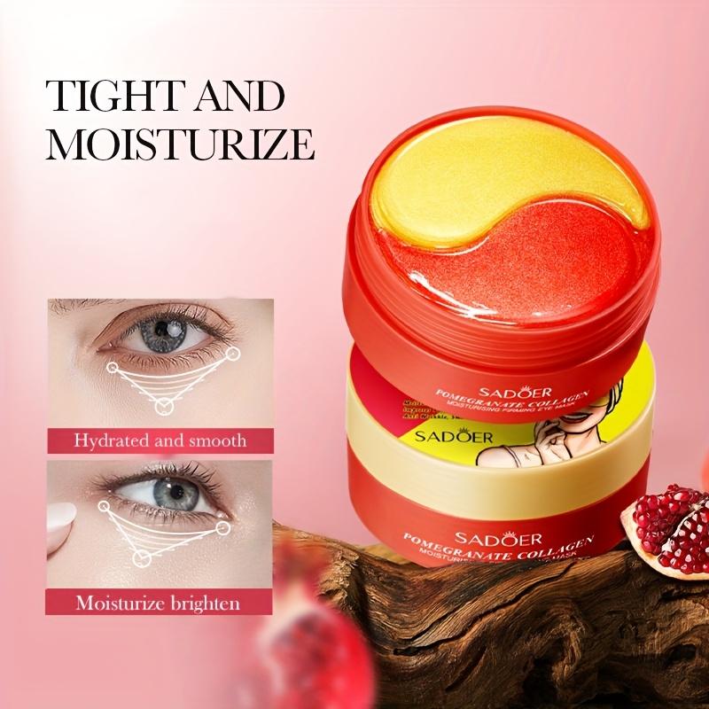 60 шт./уп. Коллагеновая маска для глаз с гранатом для уменьшения темных кругов, увлажнения и осветления, светло-бежевая, гладкая и мягкая, уход за кожей