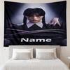 Custom Name Wednesday Print Tapestry, Backdrop, Easy Setup, Ideal for Bedroom, Office & Living Room, with Aesthetic Wall Hanging Decor.