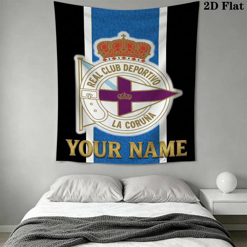Custom Name Real Club Deportivo Wall Tapestry Aesthetic Wall Hanging Printed Fabric Blanket Decorative Tapestries for Bedroom Living Room Home Decor