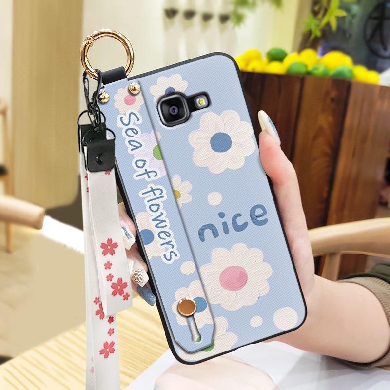 Back Cover Wristband Phone Case For Samsung Galaxy A510/A5 2016/SM-A510F Anti-dust Kickstand Waterproof Flower Durable