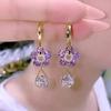 S925 Silver Needle Purple Blue Crystal Flower Drop Earrings 2022 Trendy Design Female Luxury Shining Zircon Earrings