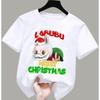 Christmas New Labubu Santa Claus Multicolor Round Neck Short Sleeve Cartoon Print Suitable for Both Men and Women