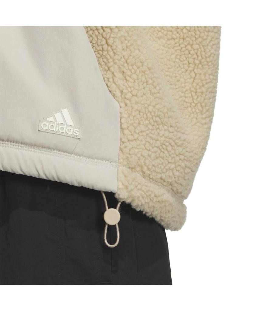 Женская флисовая куртка Adidas KTX54 с утеплителем, цвет Magic Beige, свободного кроя, на молнии (JG8222)