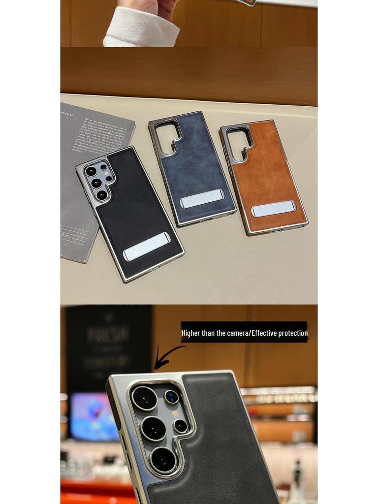 Кожаный чехол с защитой от падений и невидимой подставкой для iPhone 17 Pro Max