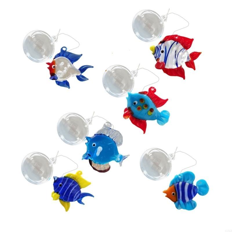 62KD Creative Glass Fish Bubble Aquarium Float Decors Set of 6 Unique Designs