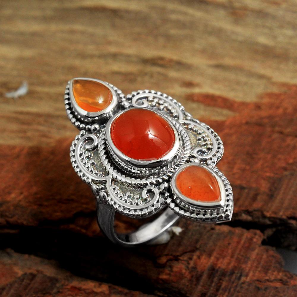 Carnelian Handmade Ring Solid 925 Sterling Silver Jewelry Statement Ring