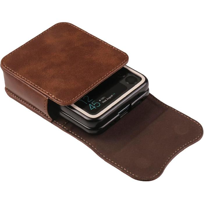 Поясная сумка из кожи для мужчин, совместимая с Samsung Galaxy Z Flip 6 5 4 3 2 1, кобура, чехол для переноски, магнитная застежка, поясная сумка, совместимая с