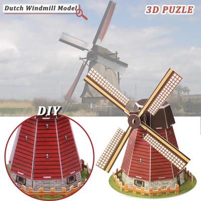 3D Пазлы Игрушки для детей Архитектура DIY Пазл Собранная модель голландской мельницы для детей Подарки