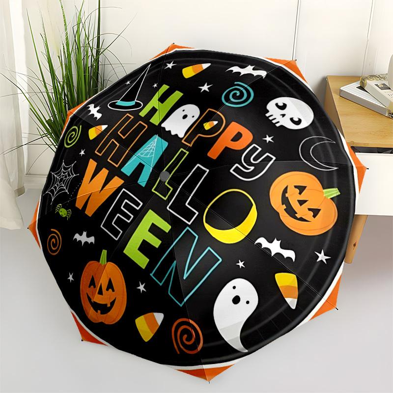 1pc Halloween Party Auto-Fold Umbrella with One-Touch Open/Close - 8 Reinforced Ribs for Windproof Stability, yy251118151