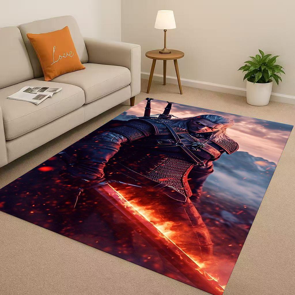 2026 New The W-Witcher Game Geralt Gamer Cartoon Living Room Non-Slip Area Rug Carpet for Bedroom Playroom Sofa,Home Doormat Kid