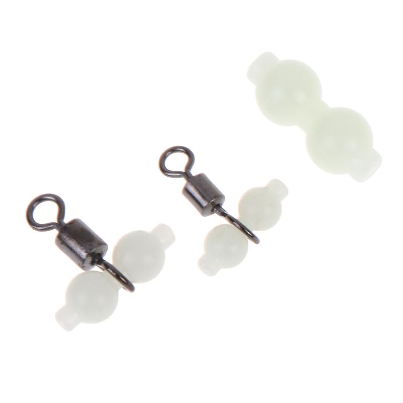 50Pcs Luminous Gourd Bead Fishing Swivel Connector Anti Tangle Lightweight Tackle for Hiking Backpack Fishing Trips