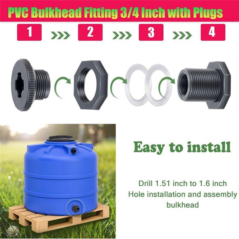 M-Modern-1Set Garden Hose Adapter With Clamp Kit Water Tank Connector Thru-Bulk Pipe Fitting