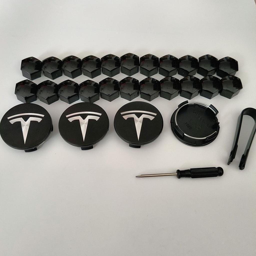 26PCS 30PCS Wheel Centerfor Tesla Model 3 Model Y 2025 Model Y Juniper Car Hub Decorative Caps Badge Lug Nut Protective Cover