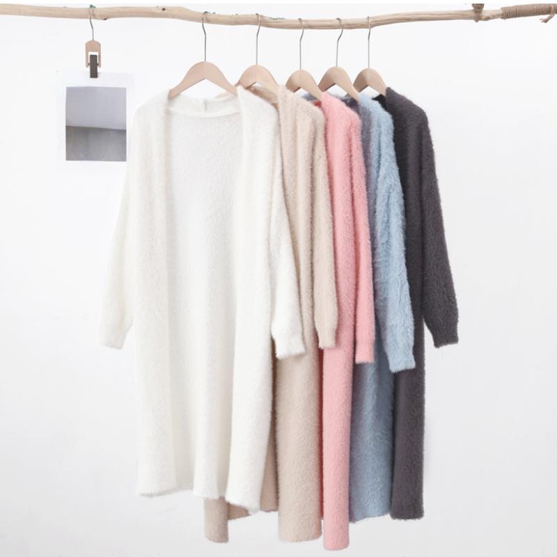 Пушистый Длинный Кардиган Женский Элегантный С Длинным Рукавом Меховой Свободный Женский Вязаный Свитер Пальто 2026 Осень Зима Уличный Макси Леди Верхняя Одежда