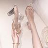 Прозрачные туфли на высоком каблуке женские новые летние водонепроницаемые сандалии на платформе в 2025 году с толстым каблуком и маленьким размером крутые шлепанцы