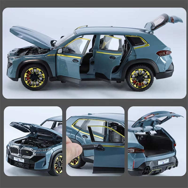 1:24 BMW XM SUV Alloy Sports Car Model Die-cast Metal Car Vehicle Model Simulation Sound and Light Pull Back Collection Children's Toys Boys Gift