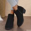 Autumn New Fashionable Versatile Thick Heel High-heeled Women's Boots Comfortable Round Toe Side Zipper Women's Boots