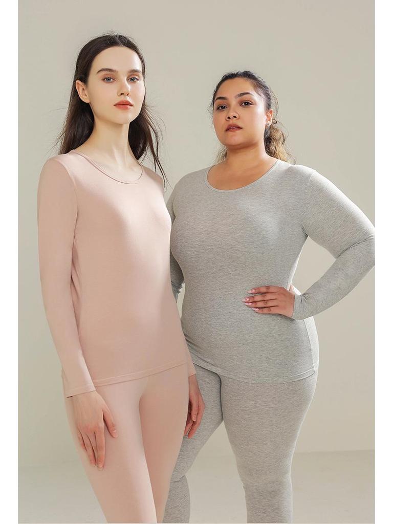 10A Антибактериальный женский приталенный комплект из чистого хлопка для осени - Базовый слой, Большой размер