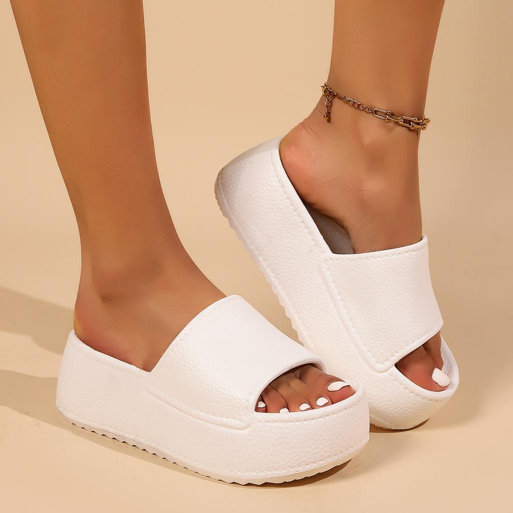 Туфли на платформе женские модные тапочки из искусственной кожи на танкетке женские летние сандалии из ЭВА для дома с мягкой подошвой женские сандалии-слайды