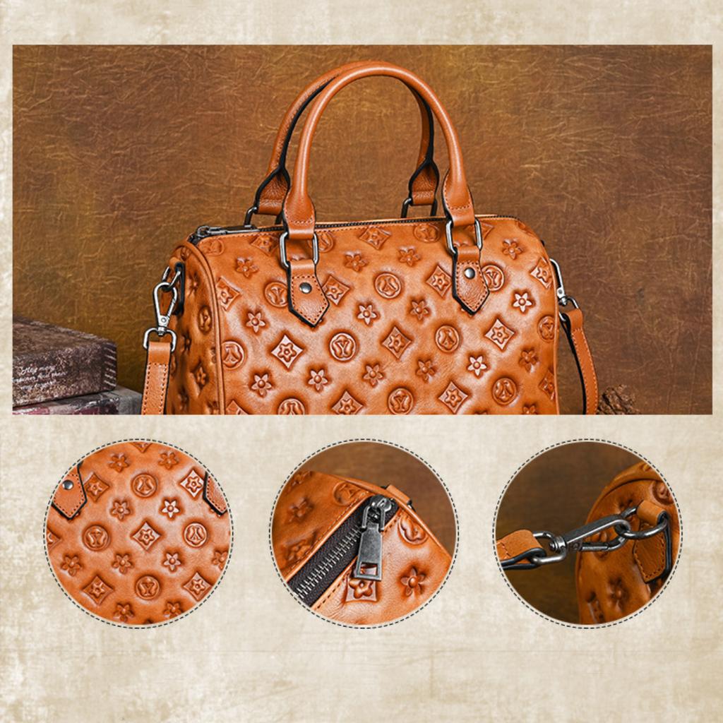 Tote Large Capacity Embossed Shoulder Straddle Vintage Tote Bag