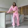 Европейский и американский велюровый повседневный костюм с длинным рукавом, на молнии, с капюшоном, регулируемым нижним краем, куртка, брюки-клеш, комплект из двух предметов, женский