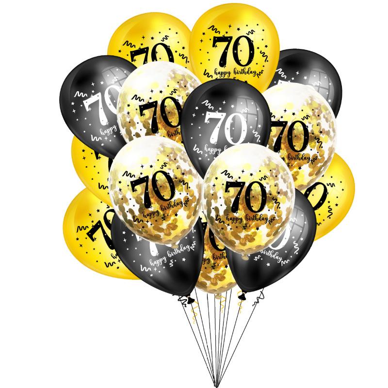 15 шт. 30, 40, 50, 60, 70, 80 лет, латексные шары, набор воздушных шаров с конфетти, комбинация для взрослых, день рождения