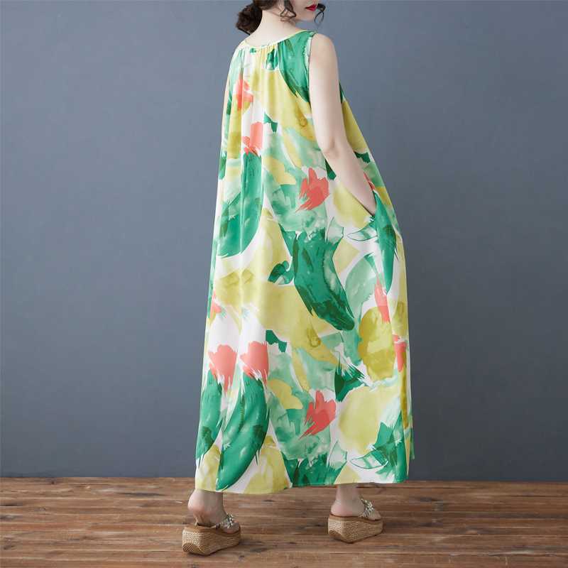 Женское свободное шифоновое платье средней длины, длинная юбка