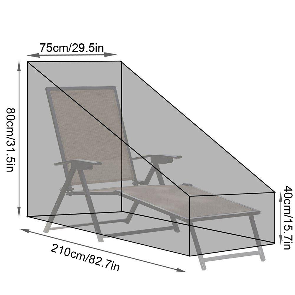 На открытом воздухе водоустойчивая складная крышка кресла для отдыха шезлонга антиржавейная(210D внешний черный и внутренний серебристый)