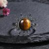 Round 10mm Labradorite Rings for Women Vintage Ring Finger Ring Retro Rings Jewelry Party Gift