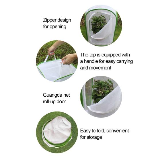 Foldable Butterfly Cage Pop-up Mesh Tent with Zipper Door Butterfly Habitat Cage Insect House for Raising Caterpillars And Butterflies