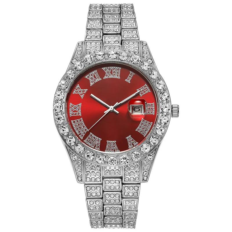 Персонализированные хип-хоп часы с блестящими стразами для мужчин, роскошные часы, длина ремешка, ледяной стальной ремешок, диаметр 40 мм, стеклянный циферблат