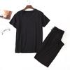 Spring and Summer Men's Pajamas Suit Modal Viscose Fiber Short-sleeved Trousers Loose  Casual Home Wear